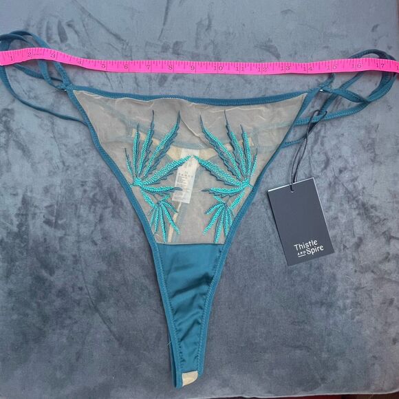 Thistle and Spire Haze Thong Womens 3X Emerald Butterscotch Sheer Revolve - Picture 8 of 9